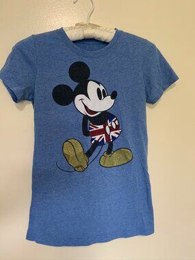 Disney Mickey Mouse T Shirt Graphic UK London Britain flag Size S
